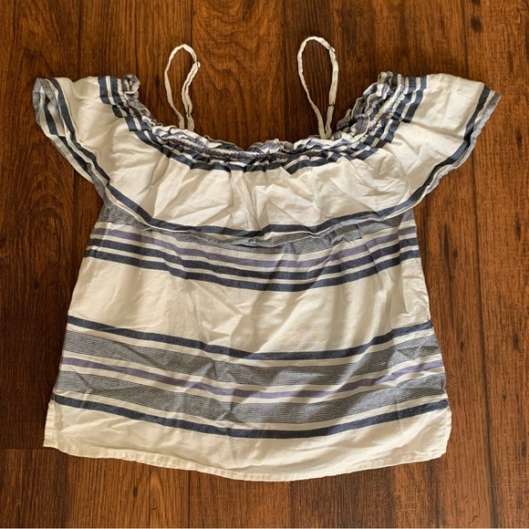 Splendid Women's Traveler Stripe Cold Shoulder, White, Medium - Picture 2 of 7